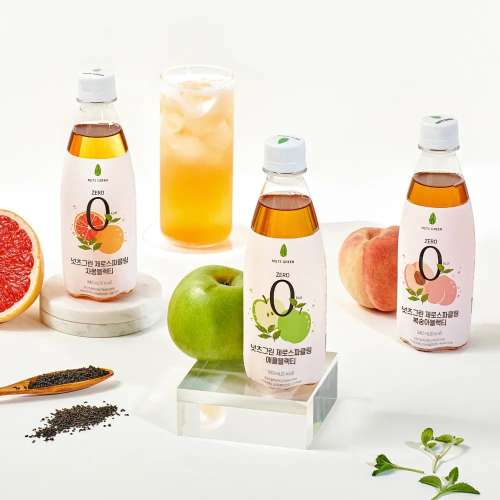복숭아블랙티/자몽블랙티 제로칼로리 스파클링 340ml x 24개 (업체별도 무료배송)