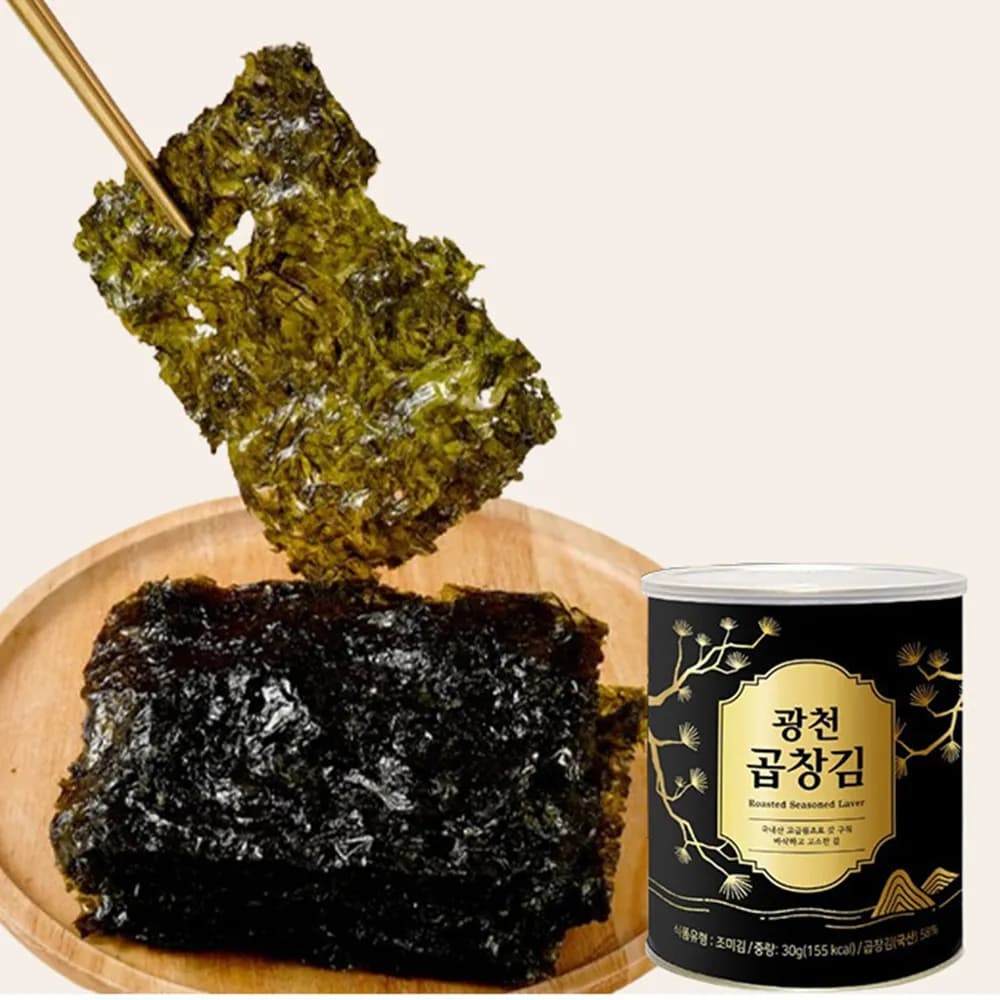 더 바삭한 프리미엄 광천 캔 곱창김 30g 약50장
