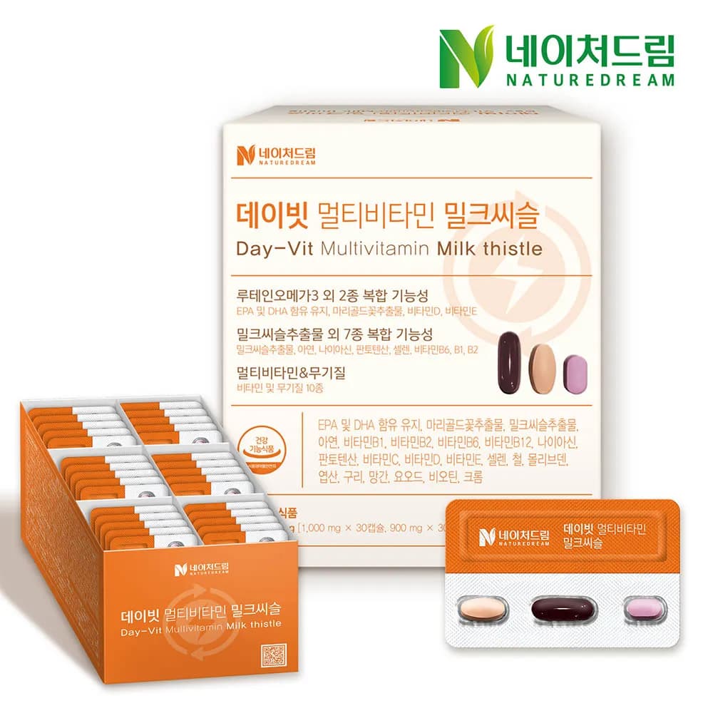 네이처드림 데이빗 멀티비타민 밀크씨슬 루테인 오메가3 1000mg+900mg+600mg x 30정 2박스/3박스/5박스(선택)(업체별도 무료배송)