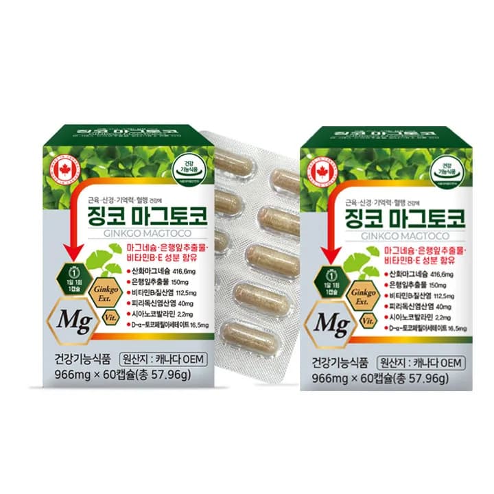 캐나다 징코마그토코 마그네슘 은행잎추출물 966mg 60캡슐