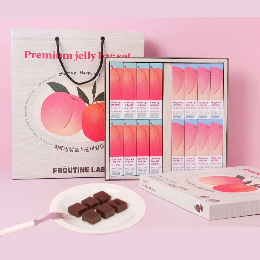 자두&복숭아 국산과일 양갱세트 40g x 16개입 (+쇼핑백증정) (업체별도 무료배송)