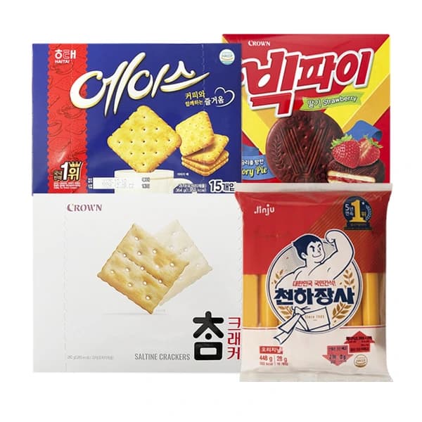 사무실간식 best 천하장사 소세지 448g 16개입 에이스 364g 1개 빅파이 324g 1개 참크래커 280g 1개