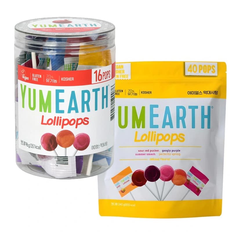 야미얼스 롤리팝 막대사탕 캔디 16P팩 96g 2개 40p 패밀리팩 240g 택1