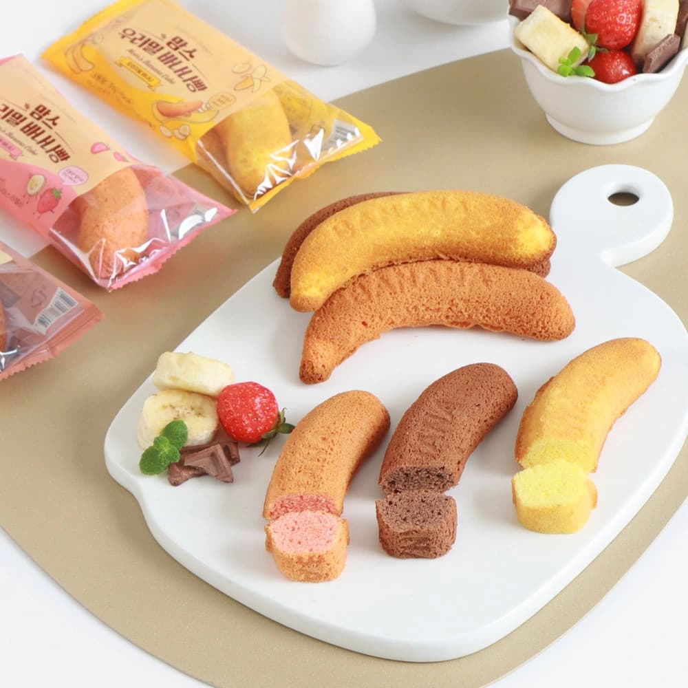 맘스케이크 우리밀 바나나빵 오리지널 초코 딸기 30g 18개입 3종 택1