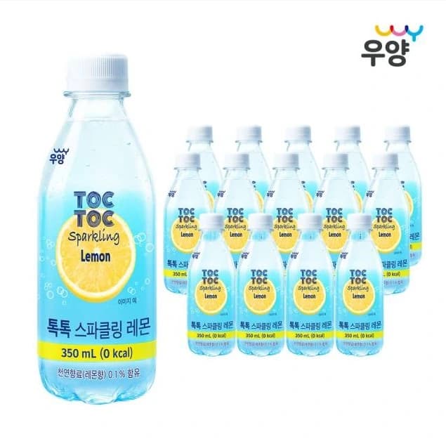 우양 톡톡 스파클링 제로 칼로리 탄산수 라임 레몬 350ml 20개입 1박스 2종 택1