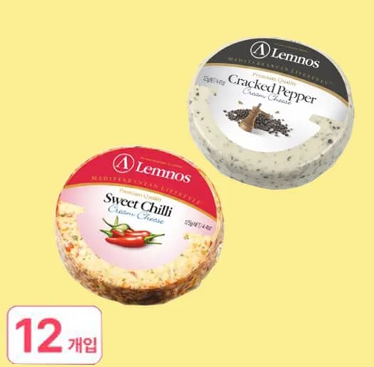 스윗칠리/크랙페퍼 과일 크림치즈 125g*12개 x 1박스 골라담기 (업체별도 무료배송)