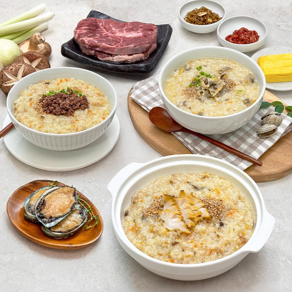 간편 국내산 바지락죽 소고기무국 한우야채죽 3종 (업체별도 무료배송)