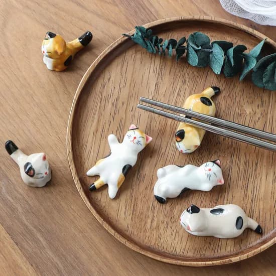 고양이 세라믹 수저받침, 6P, 1세트
