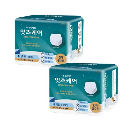 잇츠케어 성인용 기저귀 팬티형 중형 10매입 2개 17,900원