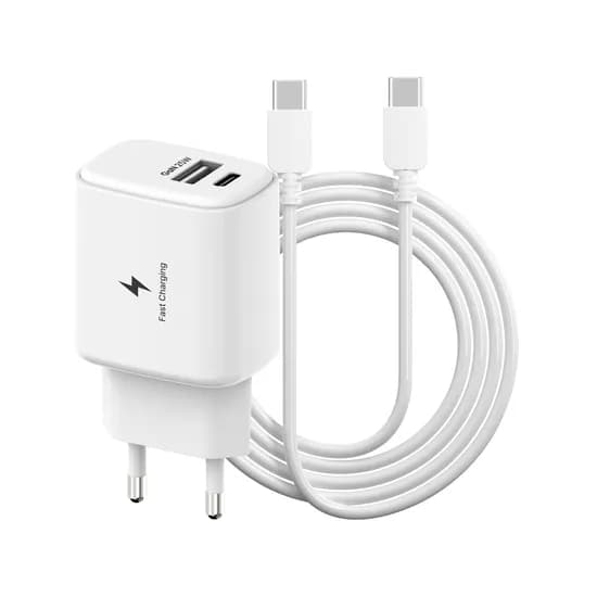 템플러 25W 2포트 어댑터, 화이트, 1개 + 25W CtoC 케이블, 1m, 1개