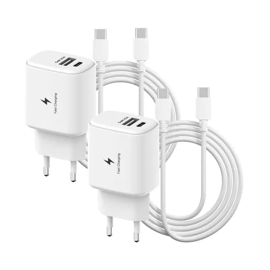 템플러 25W 2포트 어댑터, 화이트, 2개 + 25W CtoC 케이블, 1m, 2개