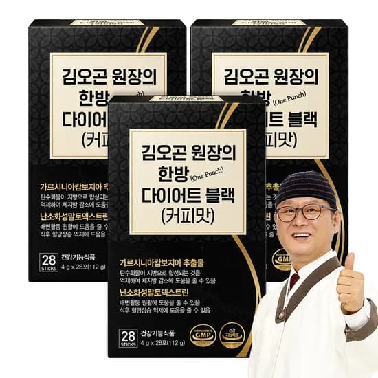 김오곤원장의 한방 One Punch 다이어트 블랙 커피맛 4g 28포 3개