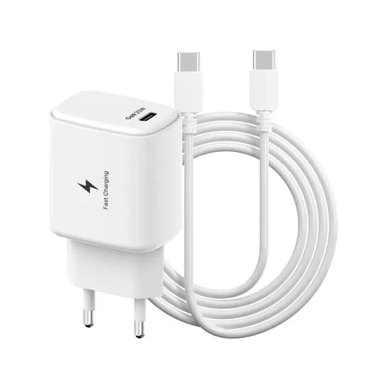 템플러 25W 1포트 충전기 어댑터, 화이트, 1개 + 25W CtoC 케이블, 1m, 1개