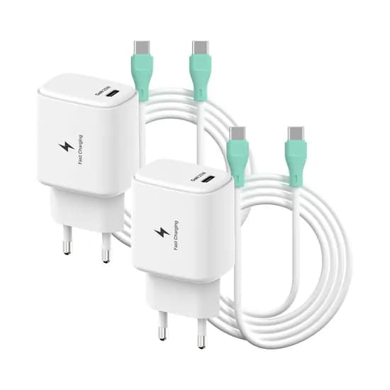 템플러 25W 1포트 어댑터, 화이트, 2개 + 45W CtoC 케이블, 2m, 2개