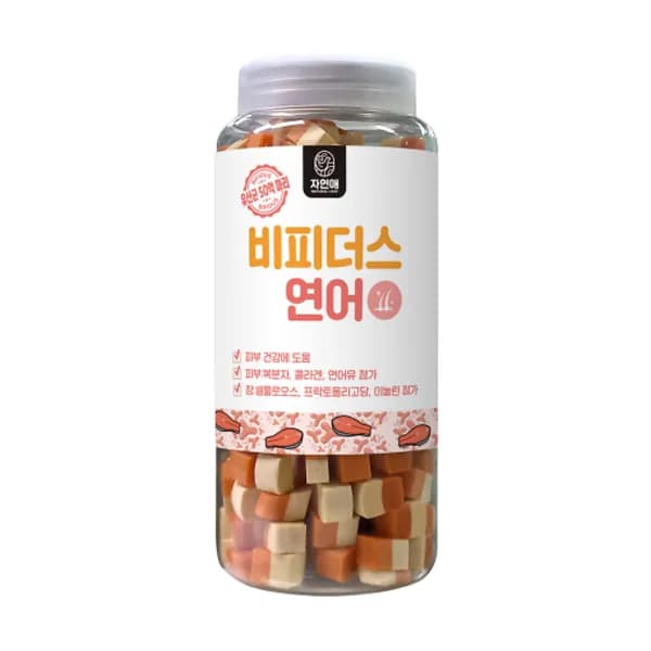 자연애 보틀 트릿 강아지간식 유산균 비피더스 연어 500g 1개