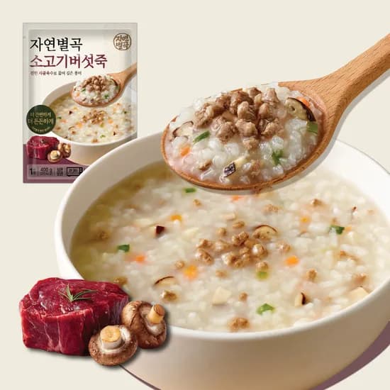 자연별곡 진한 사골육수 소고기버섯죽 400g 3개