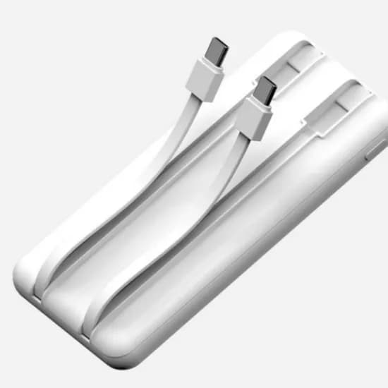 대용량 C타입 듀얼 케이블 일체형 보조배터리 10000mAh 2WAY 화이트 1개