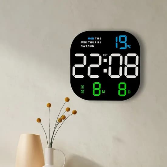 LED 디지털 시계, 6633, 22.8*22.8cm, 1개