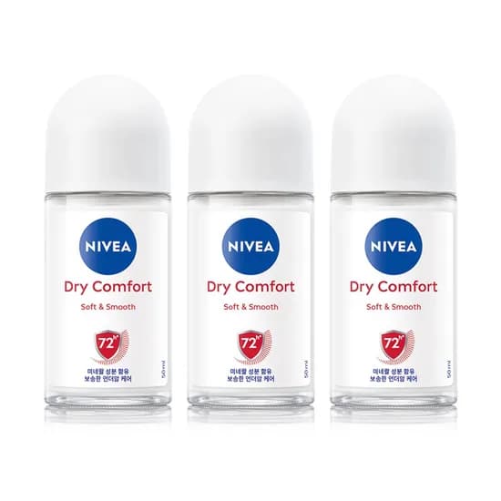 니베아 데오드란트 롤온 드라이 컴포트, 50ml, 3개
