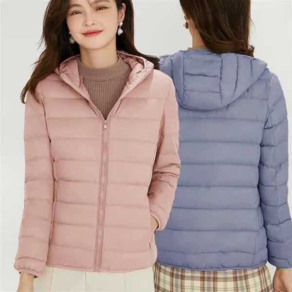 여성 오리털 경량 후드 빅사이즈 패딩 점퍼 핑크 2XL 1개