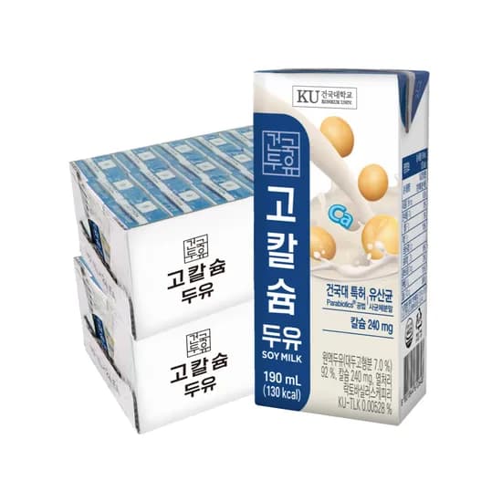 건국유업 고칼슘 두유, 190ml, 48개