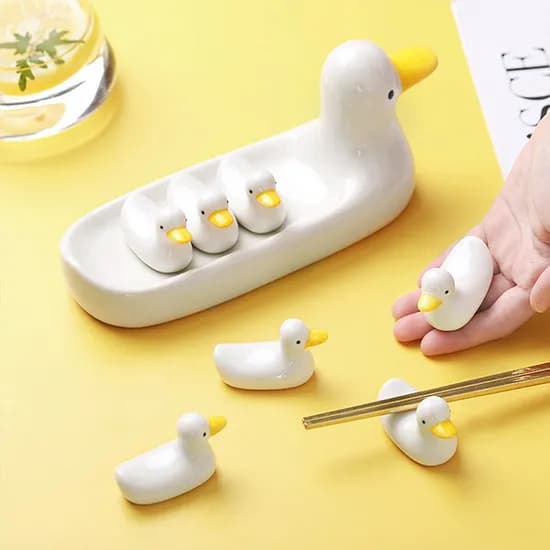 오리 수저받침대 세트, 아기오리, 5개 + 엄마오리, 1개, 1세트