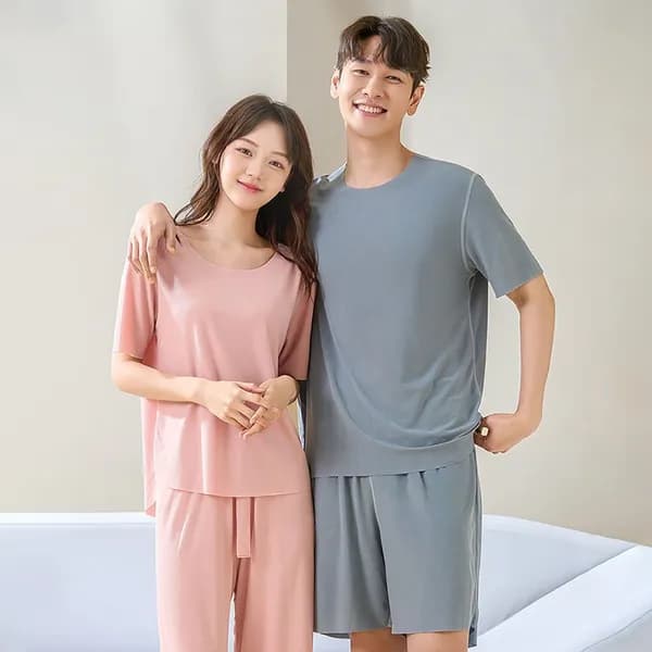 남성 여름 반팔 홈웨어 잠옷 세트 인디블루 2XL