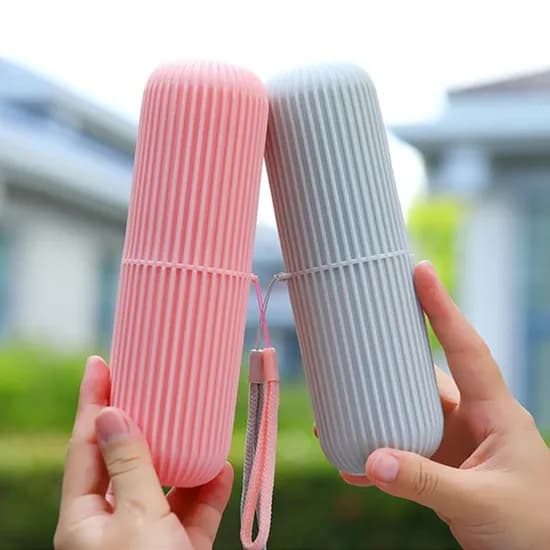 스트라이프 휴대용 칫솔케이스 그레이 1개