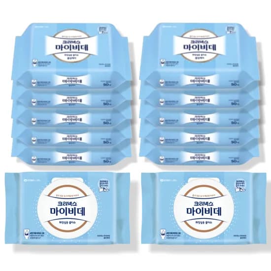 크리넥스 마이비데 클린케어 화장실용 물티슈 50매 12팩
