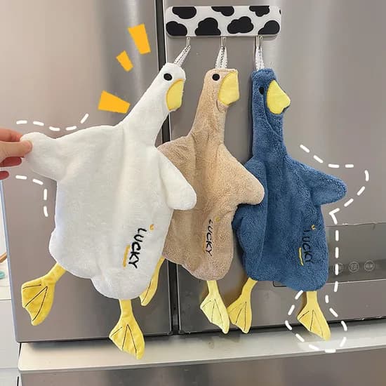 생활픽 극세사 오리 행주, 화이트 1개+블루 1개, 1세트