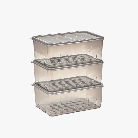 땡스소윤 냉동실 전용 밀폐용기 5호 투명그레이 1300ml 3개