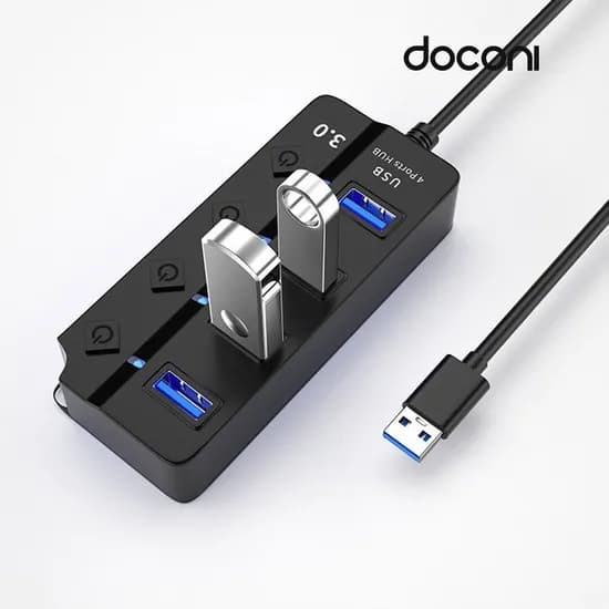 Doconi 4포트 USB 3.0 허브, 슬림, 1개