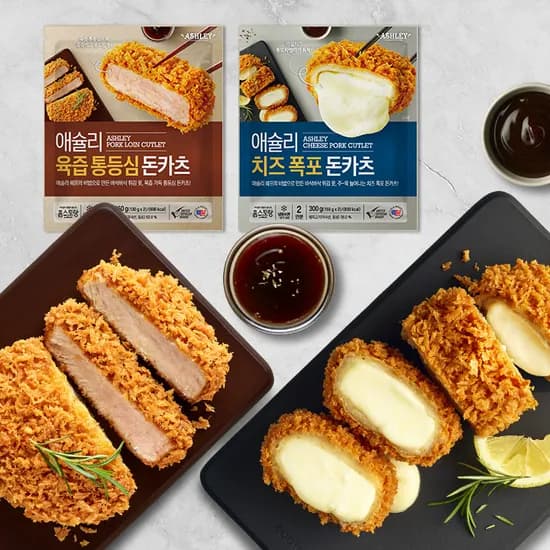 애슐리 육즙 통등심 돈카츠, 260g, 1개 + 치즈 폭포 돈카츠, 300g, 1개
