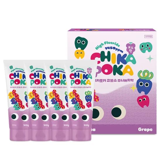 치카포카 고불소 주니어 치약, 포도향, 100gx4개입, 2세트