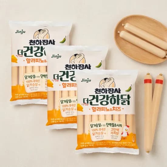 진주햄 천하장사 더 건강하닭 할라피뇨&치즈 448g 16개입 3개 16,990원