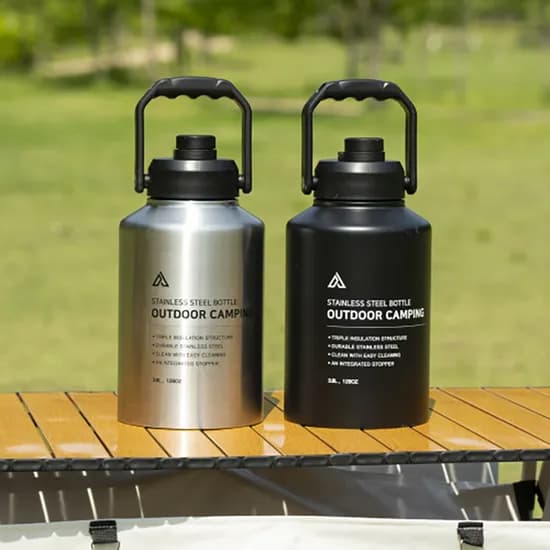 다잡캠핑 휴대용 대용량 텀블러 워터저그, 실버, 3.8L, 1개