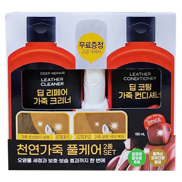 불스원 천연가죽 풀케어 가죽크리너 컨디셔너 2종 세트 300ml 1개