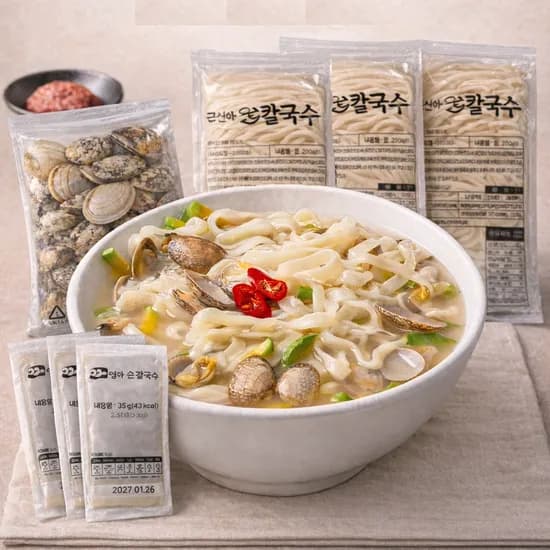 바지락 듬뿍 생면 칼국수 200g 6인분