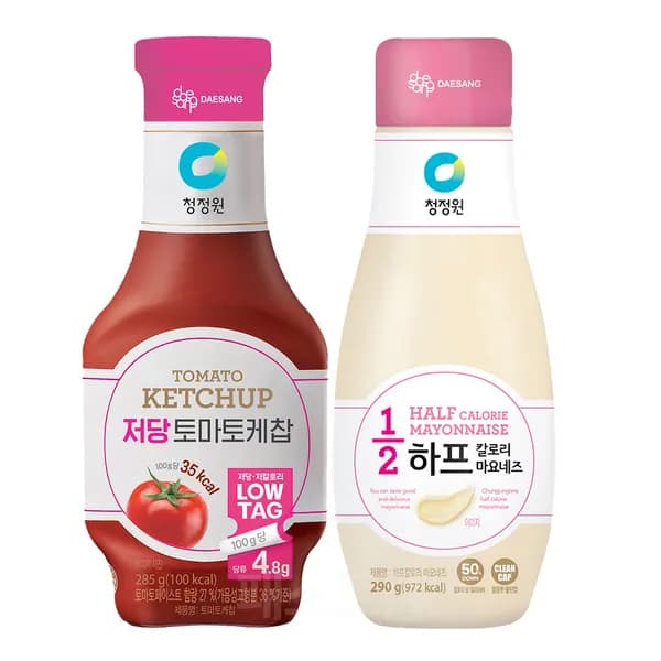 청정원 저당 토마토케찹 285g + 하프칼로리 마요네즈 290g 세트