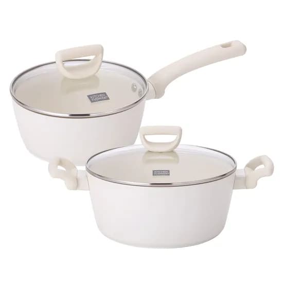키친플라워 꾸테 세라믹 인덕션 냄비, 편수 18cm + 양수 24cm, 1세트