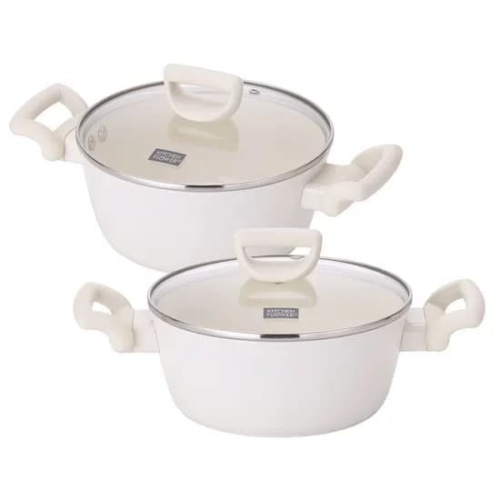 키친플라워 꾸테 세라믹 인덕션 냄비, 양수, 20cm, 2개