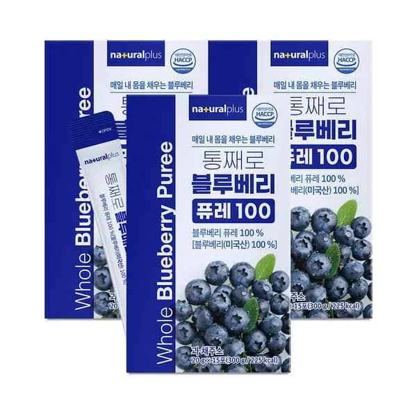 내츄럴플러스 통째로 블루베리 퓨레 100, 20g, 15포, 3박스