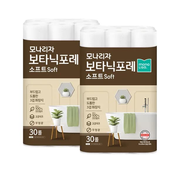 모나리자 보타닉포레 소프트 화장지 3겹 30m 30롤 2팩