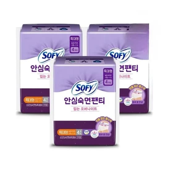 쏘피 안심숙면팬티 XL 대형 4개입 3팩