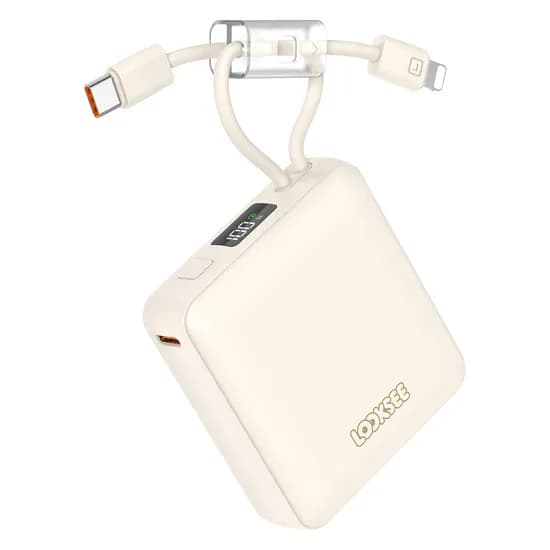 룩씨 케이블 스트랩 보조배터리 10000mAh, 크림베이지, 1개