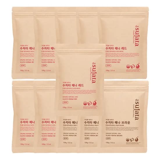 수자타 헤나 유기농 비건 천연 염색약 레드8 브라운3 호호바 오일 1개