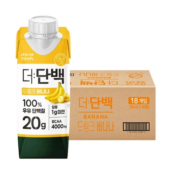 빙그레 더단백 드링크, 바나나맛, 250ml, 18개