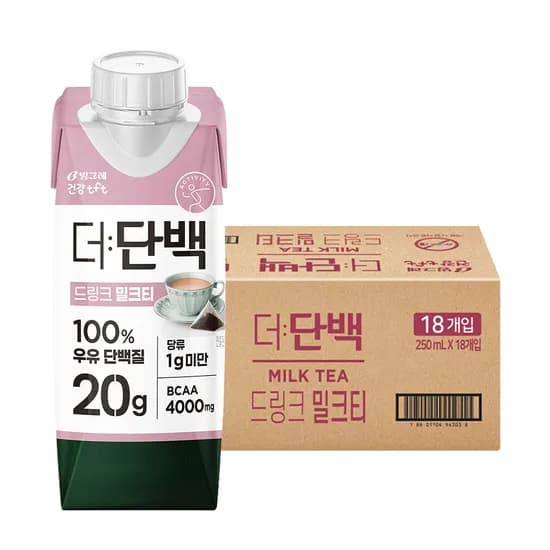 빙그레 더단백 드링크, 밀크티맛, 250ml, 18개