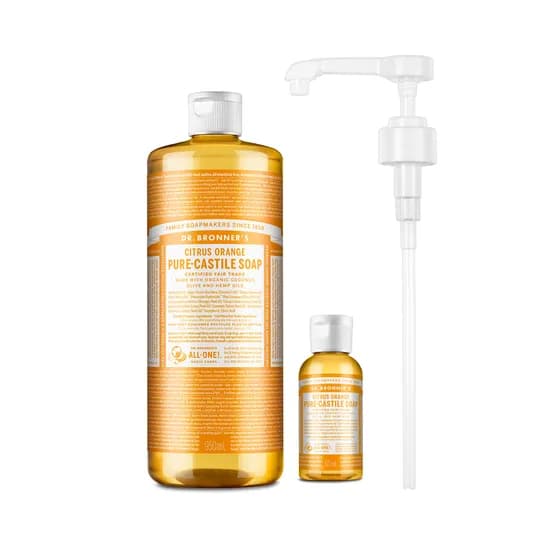 닥터브로너스 시트러스 오렌지 퓨어 캐스틸 솝 950ml 60ml 펌프 세트 1세트