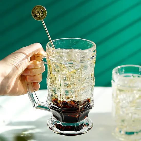 홈바 손잡이 하이볼 유리컵, 투명, 380ml, 2개